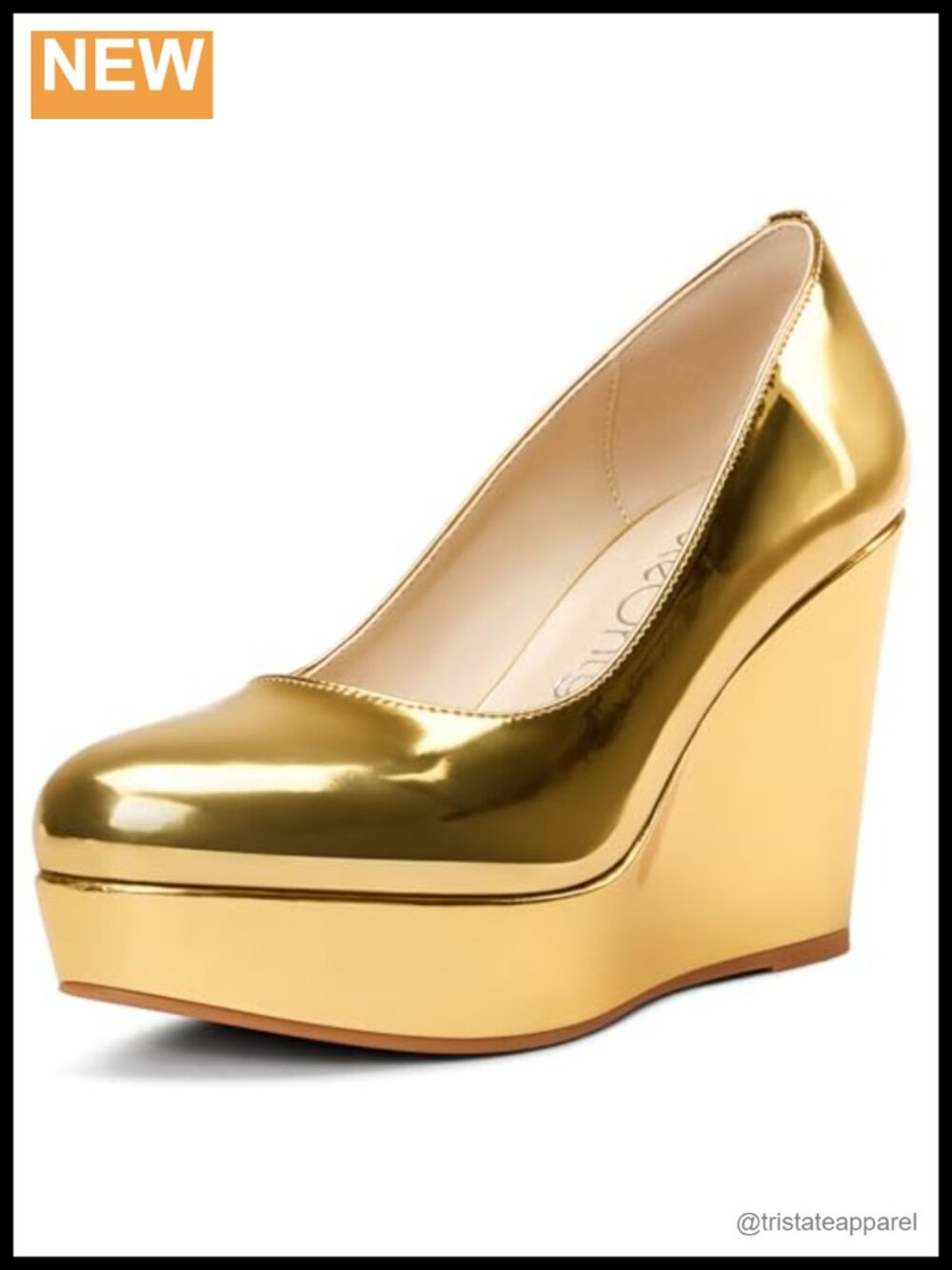 NobleOnly Womens Platform Wedge Pumps Slip-on Round Toe Party Shoes 3.9 Inches